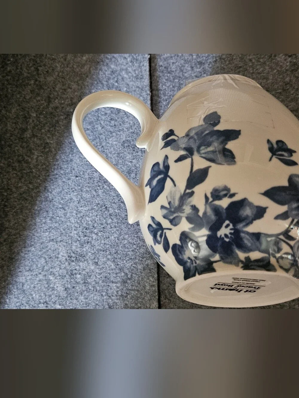 Tracy Boyd White Ceramic Teapot with Blue Floral Accent